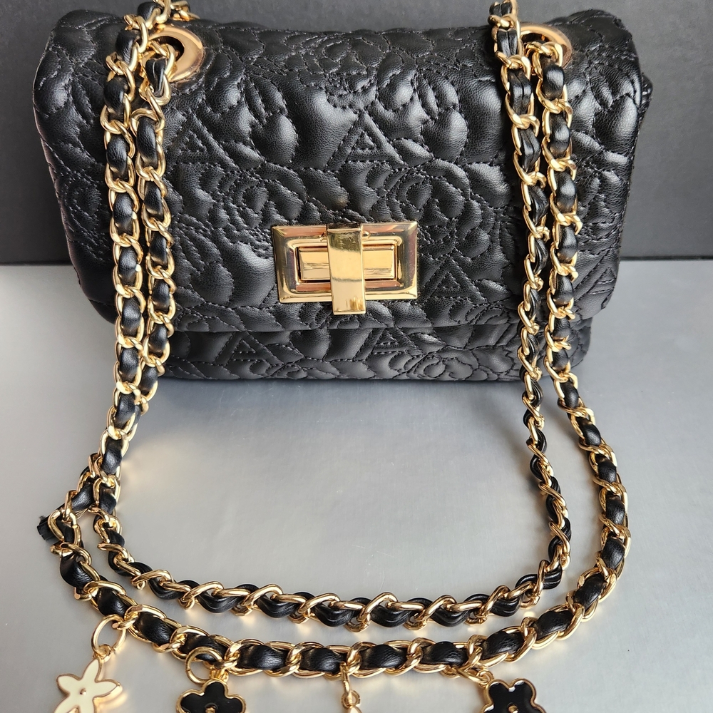 Aldo Bag with Adjustable Chain Strap | Black and Gold
